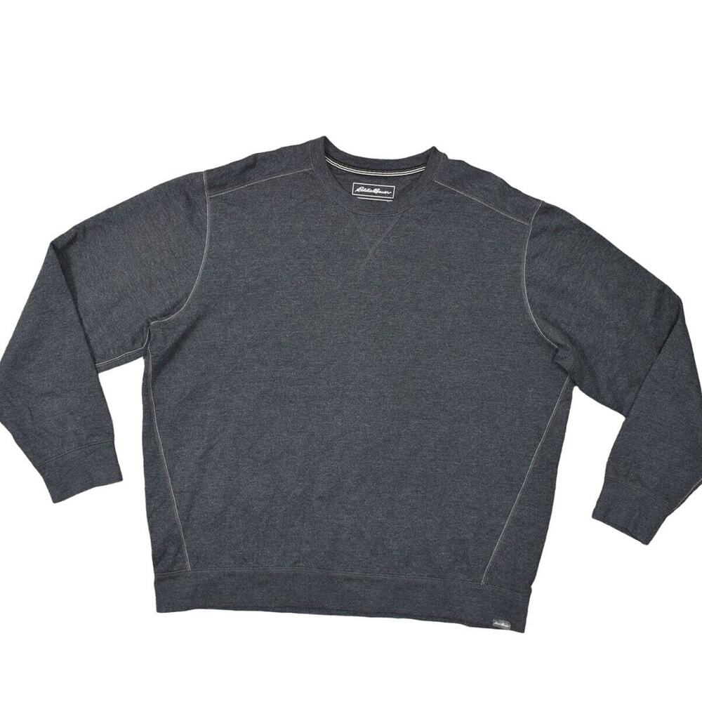 Eddie Bauer Gray Pullover Sweater Cotton Blend 2XL Women Crew Neck Long Sleeve